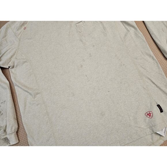 Ariat FR Shirt Utility Flame Resistant Long Sleeve Workwear Beige Men's Large - Picture 7 of 16